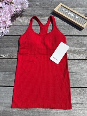 Lululemon Ebb to Street Tank Oxford Red Size 4 Built-In Bra Racerback NWT